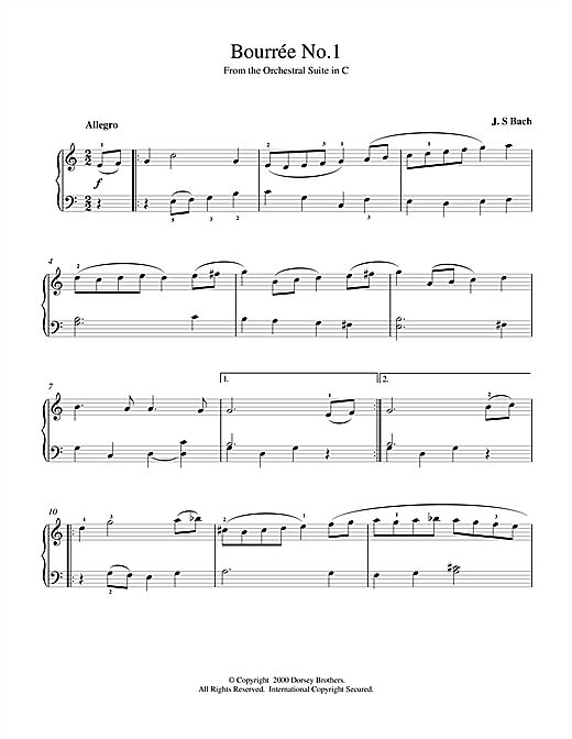 Preview J.S. Bach Bourrée No.1 Classical sheet music, notes and chords for Piano, SKU: 15353 sheet music, piano notes, chords, guitar tabs, score, transpose, transcribe, how to play, guide, download, learn, tutorial, progression, song, artist, awards, billboard, mtv, vh1, tour, single, album, release