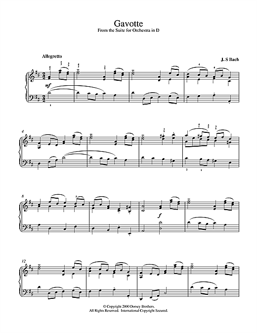 Preview J.S. Bach Gavotte (from the Suite for Orchestra in D) Classical sheet music, notes and chords for Piano, SKU: 15356 sheet music, piano notes, chords, guitar tabs, score, transpose, transcribe, how to play, guide, download, learn, tutorial, progression, song, artist, awards, billboard, mtv, vh1, tour, single, album, release