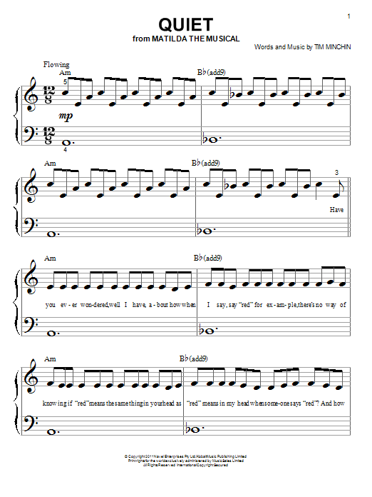 Learn Tim Minchin Quiet (From 'Matilda The Musical') sheet music ...