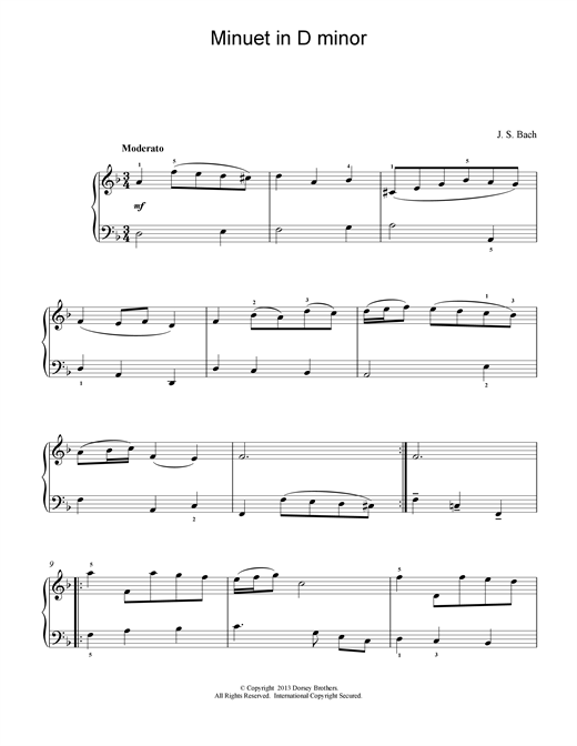 Preview J.S. Bach Minuet In D Minor Classical sheet music, notes and chords for Piano, SKU: 15364 sheet music, piano notes, chords, guitar tabs, score, transpose, transcribe, how to play, guide, download, learn, tutorial, progression, song, artist, awards, billboard, mtv, vh1, tour, single, album, release