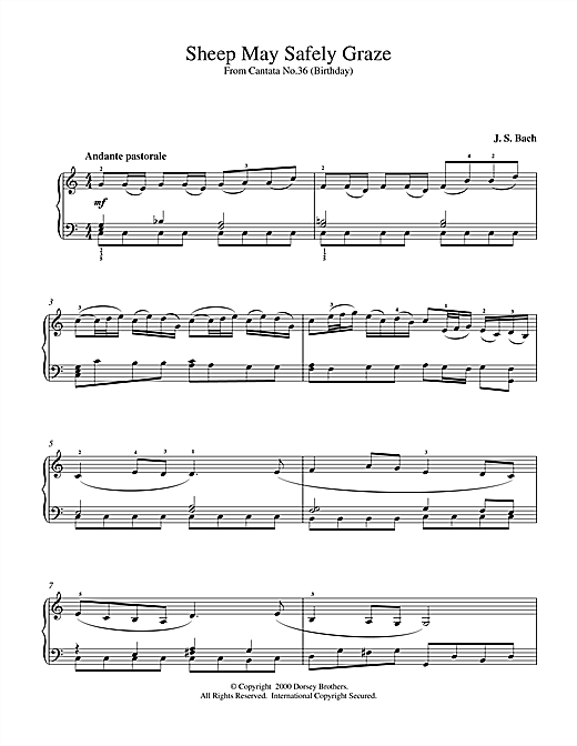 Preview J.S. Bach Sheep May Safely Graze Classical sheet music, notes and chords for Piano, SKU: 15372 sheet music, piano notes, chords, guitar tabs, score, transpose, transcribe, how to play, guide, download, learn, tutorial, progression, song, artist, awards, billboard, mtv, vh1, tour, single, album, release