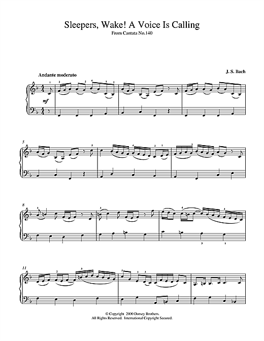 Preview J.S. Bach Sleepers, Wake! A Voice Is Calling Classical sheet music, notes and chords for Piano, SKU: 15374 sheet music, piano notes, chords, guitar tabs, score, transpose, transcribe, how to play, guide, download, learn, tutorial, progression, song, artist, awards, billboard, mtv, vh1, tour, single, album, release
