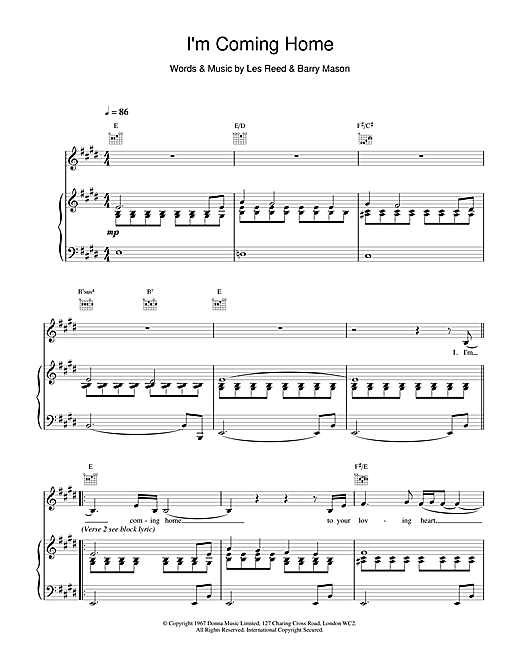 Preview Tom Jones I'm Coming Home Pop sheet music, notes and chords for Piano, Vocal & Guitar, SKU: 15529 sheet music, piano notes, chords, guitar tabs, score, transpose, transcribe, how to play, guide, download, learn, tutorial, progression, song, artist, awards, billboard, mtv, vh1, tour, single, album, release