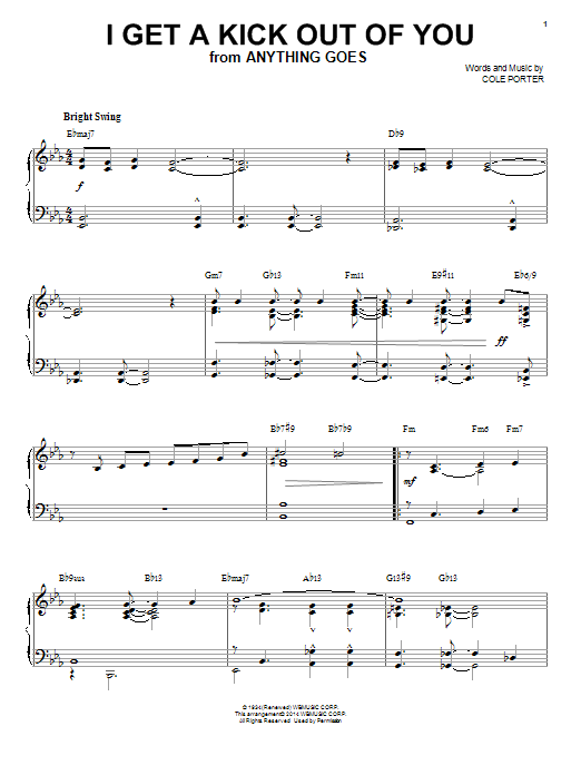 Preview Cole Porter I Get A Kick Out Of You Jazz sheet music, notes and chords for Piano, SKU: 155740 sheet music, piano notes, chords, guitar tabs, score, transpose, transcribe, how to play, guide, download, learn, tutorial, progression, song, artist, awards, billboard, mtv, vh1, tour, single, album, release