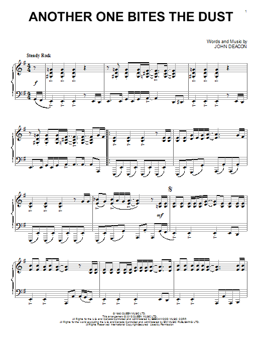 Another one bites the Dust Ноты для фортепиано. Another one bites the Dust Queen Ноты для бас. Another one bites the Dust на пианино. Another one bites the Dust партитура.