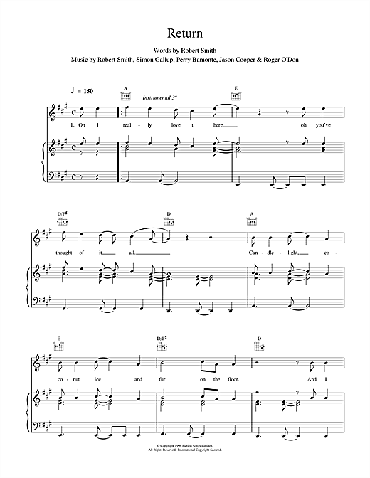 Preview The Cure Return Rock sheet music, notes and chords for Piano, Vocal & Guitar (Right-Hand Melody), SKU: 15718 sheet music, piano notes, chords, guitar tabs, score, transpose, transcribe, how to play, guide, download, learn, tutorial, progression, song, artist, awards, billboard, mtv, vh1, tour, single, album, release