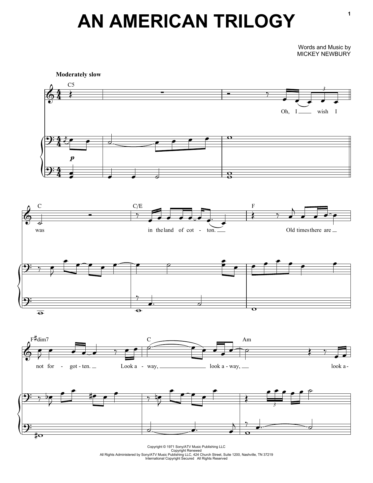 Elvis Presley An American Trilogy Sheet Music Notes Chords Download Rock Notes Piano Vocal Pdf Print