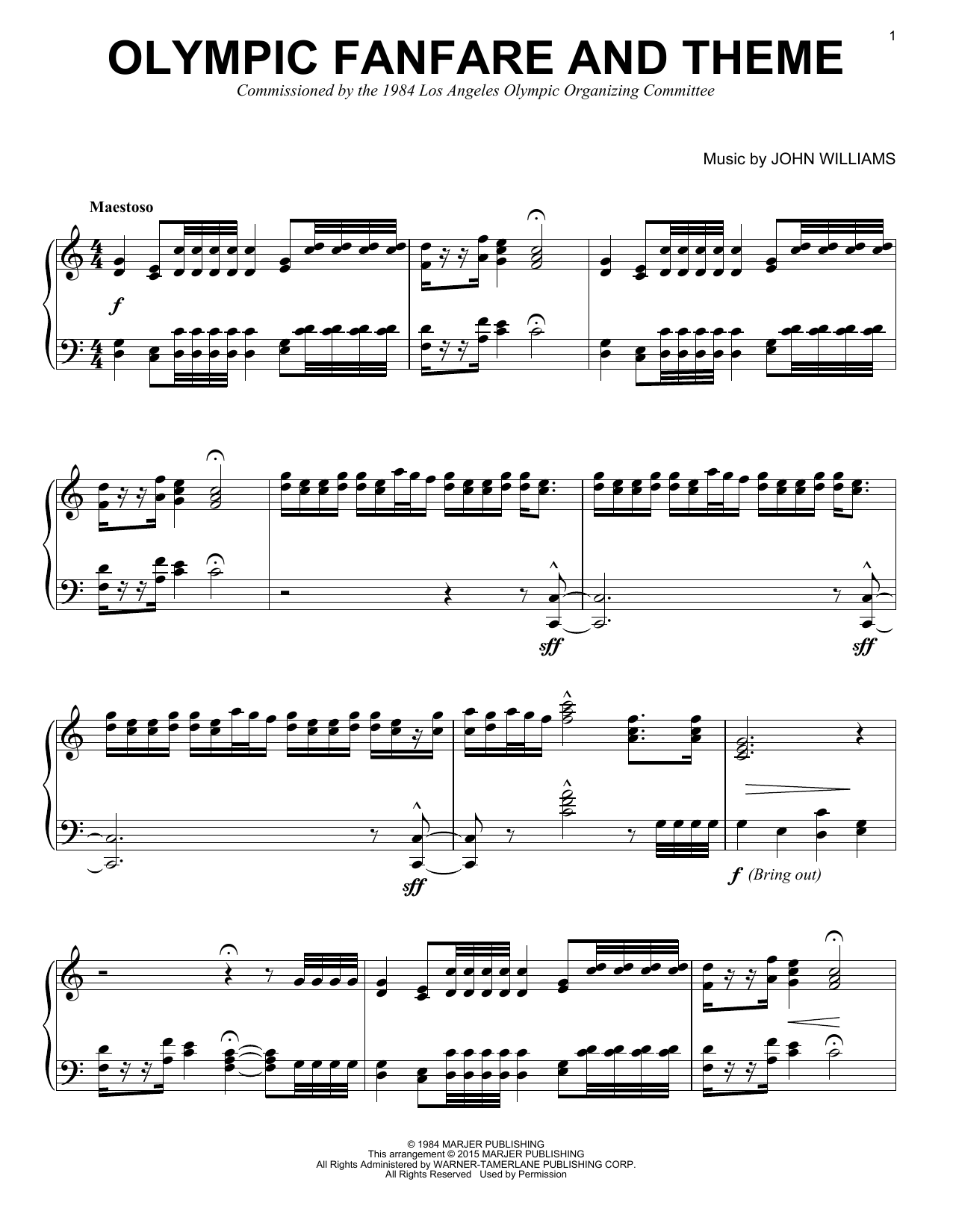 Preview John Williams Olympic Fanfare And Theme American sheet music, notes and chords for Piano, SKU: 159094 sheet music, piano notes, chords, guitar tabs, score, transpose, transcribe, how to play, guide, download, learn, tutorial, progression, song, artist, awards, billboard, mtv, vh1, tour, single, album, release
