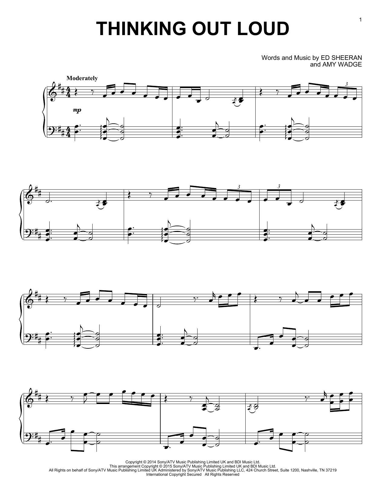 Number of page(s): 8. Preview Ed Sheeran Thinking Out Loud Pop sheet music,...