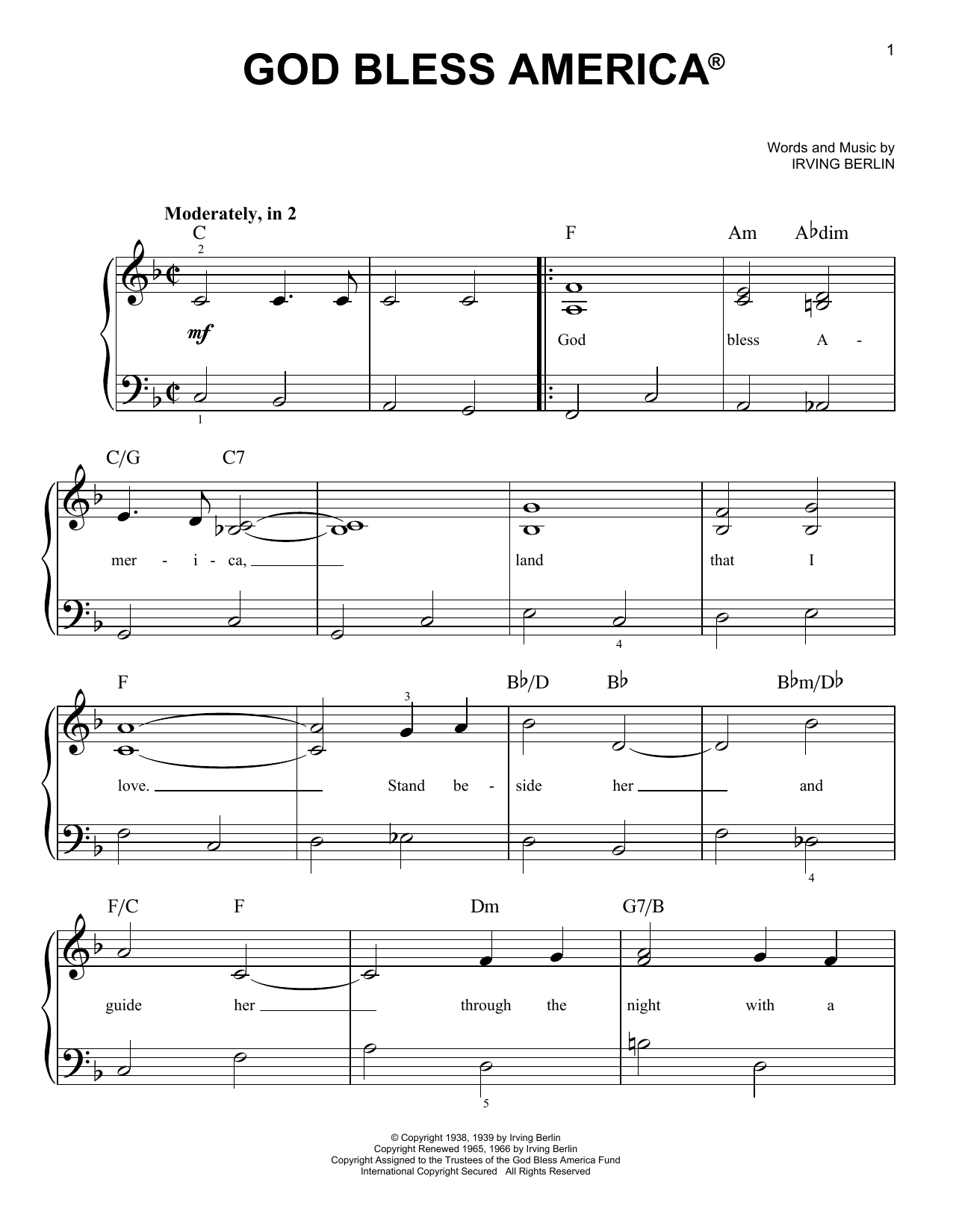 Preview Irving Berlin God Bless America Folk sheet music, notes and chords for Easy Piano, SKU: 162742 sheet music, piano notes, chords, guitar tabs, score, transpose, transcribe, how to play, guide, download, learn, tutorial, progression, song, artist, awards, billboard, mtv, vh1, tour, single, album, release