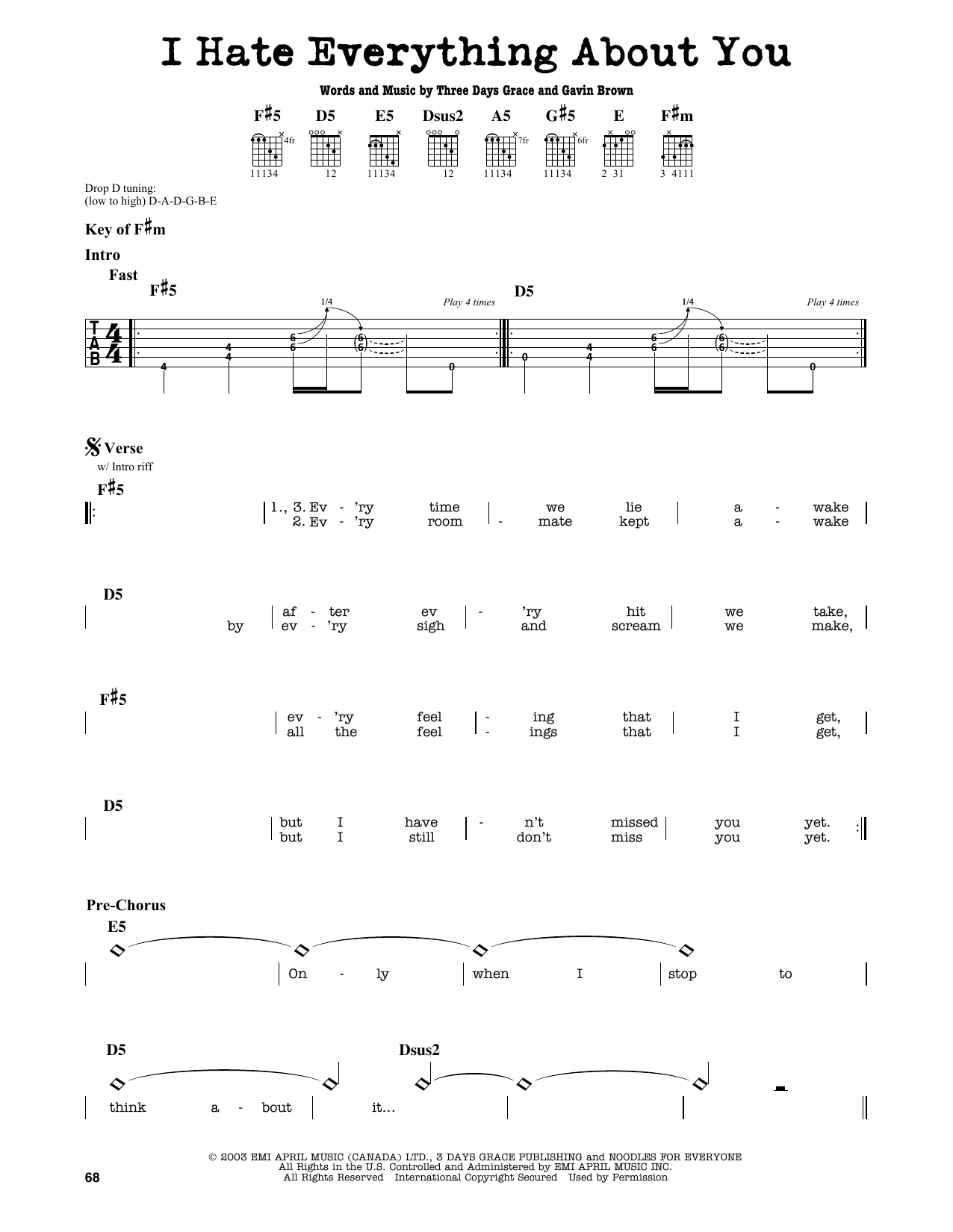 I Hate Everything About You Chords