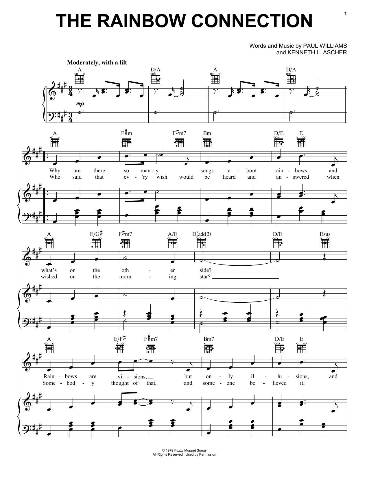 Preview Kermit The Frog The Rainbow Connection Religious sheet music, notes and chords for Piano, Vocal & Guitar (Right-Hand Melody), SKU: 16422 sheet music, piano notes, chords, guitar tabs, score, transpose, transcribe, how to play, guide, download, learn, tutorial, progression, song, artist, awards, billboard, mtv, vh1, tour, single, album, release