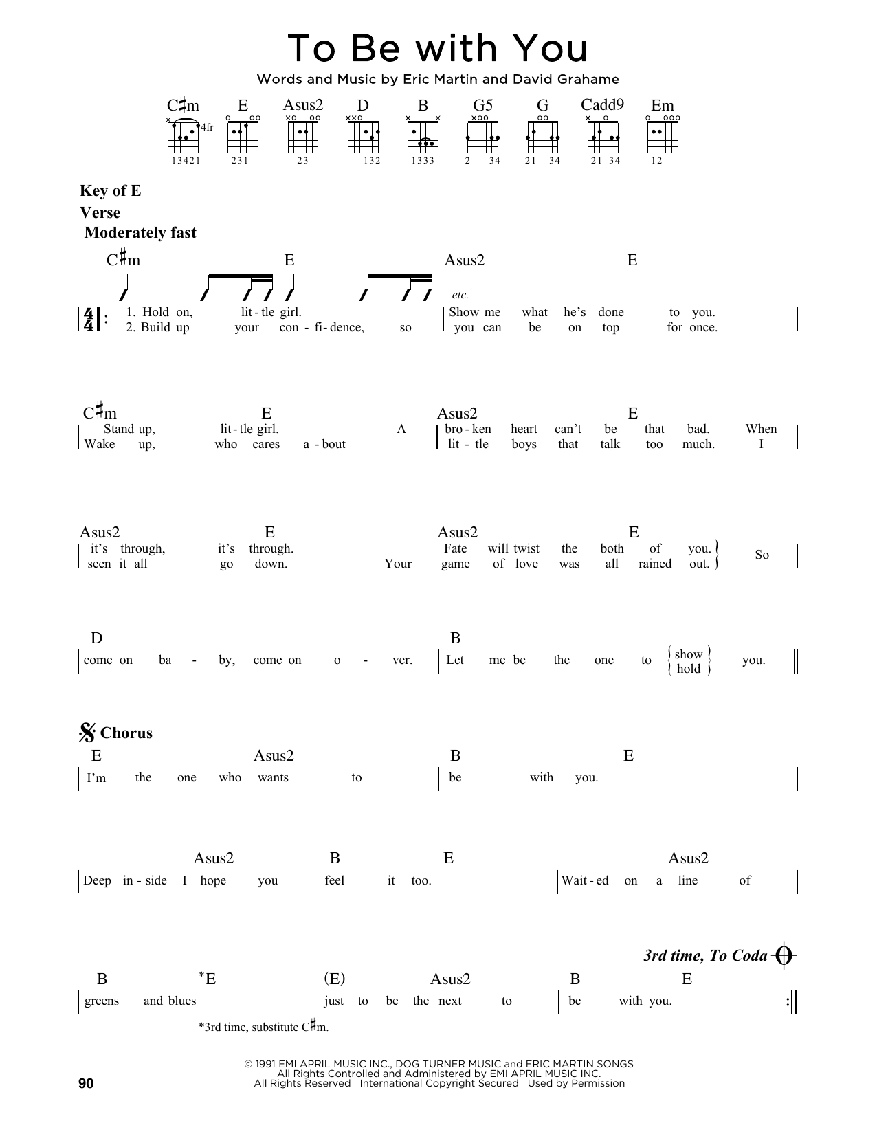 Mr Big To Be With You Sheet Music Notes Chords Download Rock Notes Guitar Lead Sheet Pdf Print