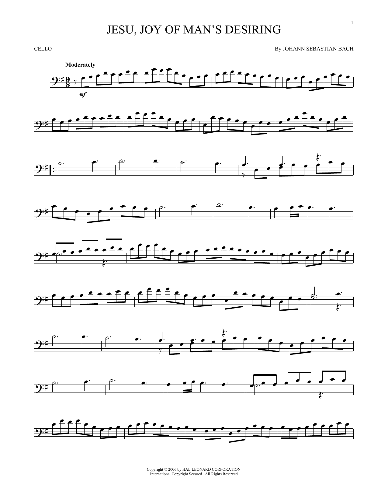 Johann Sebastian Bach Jesu Joy Of Man S Desiring Sheet Music Notes Chords Download Classical Notes Cello Pdf Print