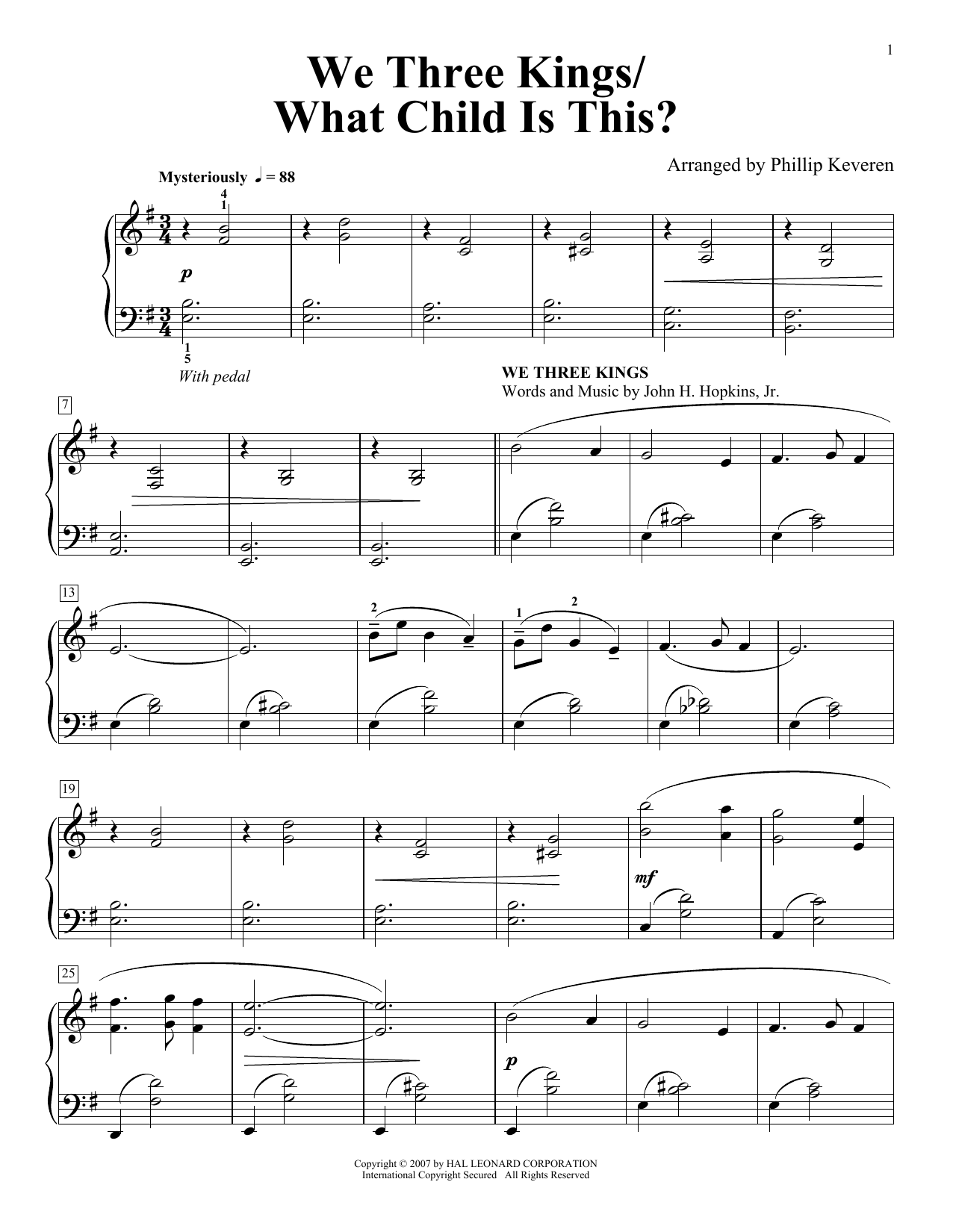 16th Century English Melody We Three Kings/What Child Is This (arr. Phillip Keveren) Sheet Music Notes & Chords for Piano Solo - Download or Print PDF