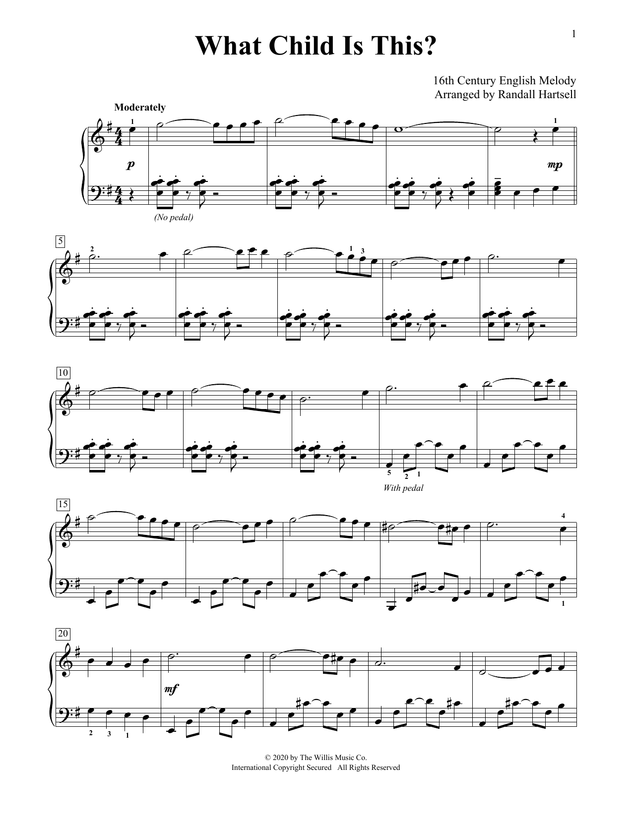 16th Century English Melody What Child Is This? (arr. Randall Hartsell) Sheet Music Notes & Chords for Educational Piano - Download or Print PDF
