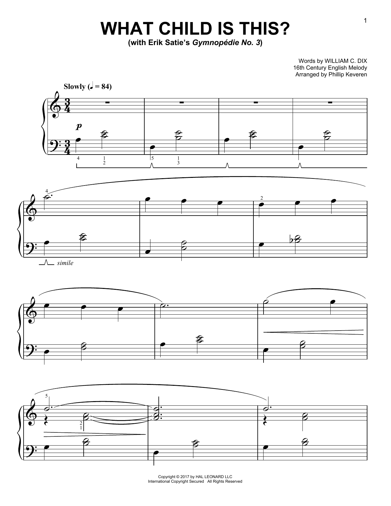 16th Century English Melody What Child Is This? [Classical version] (arr. Phillip Keveren) Sheet Music Notes & Chords for Easy Piano - Download or Print PDF