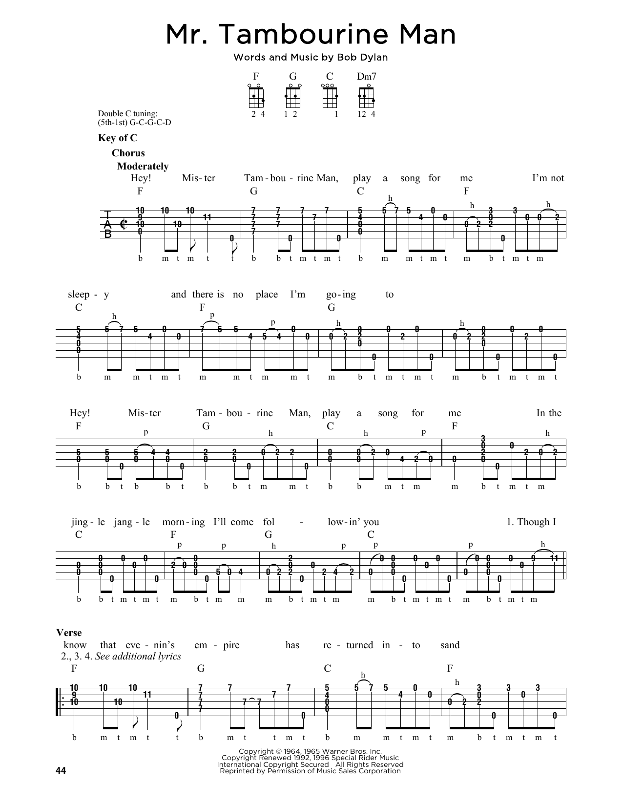 Bob Dylan Mr Tambourine Man Sheet Music Notes Chords Download Pop Notes Banjo Pdf Print 170603