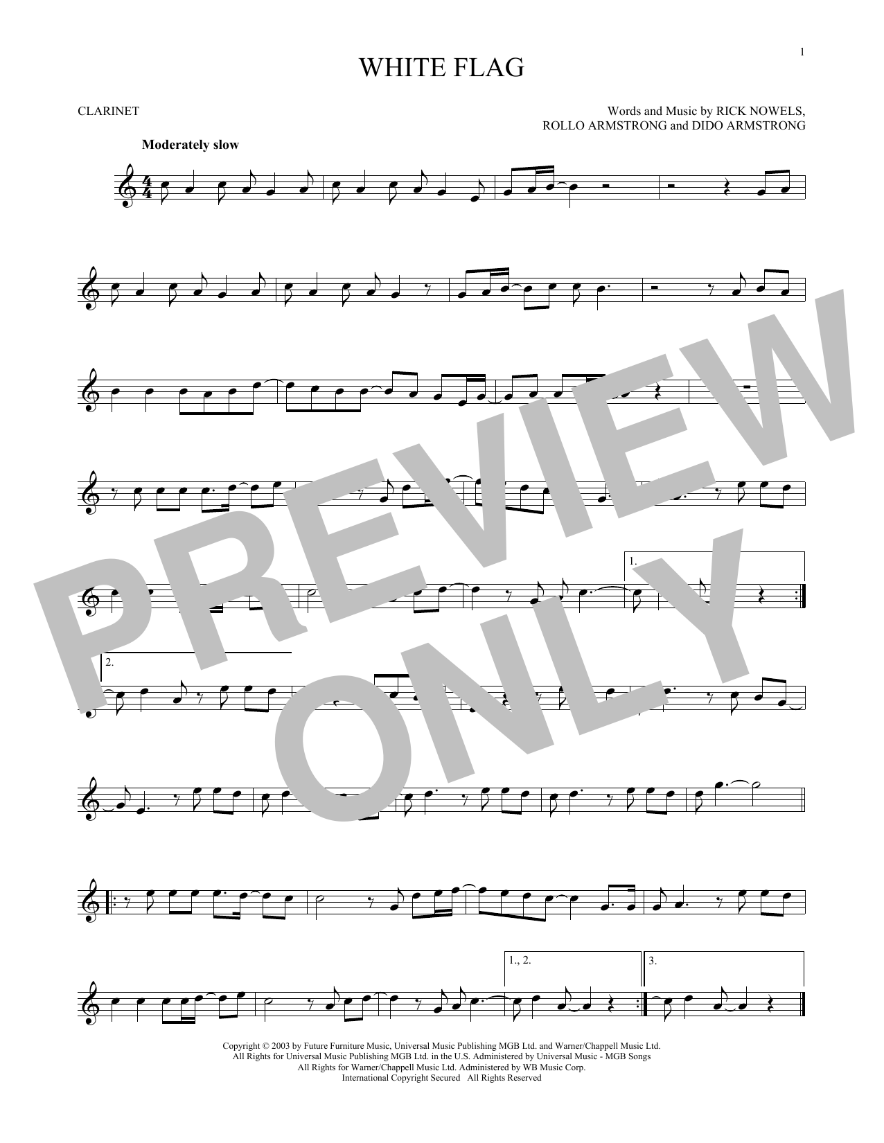 Learn Dido White Flag sheet music notes, chords. 