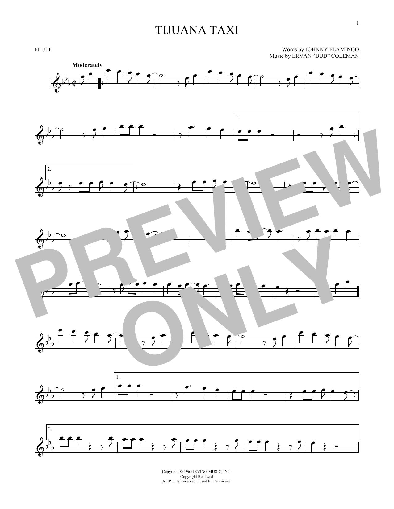 Herb Alpert The Tijuana Brass Band Tijuana Taxi Sheet Music Notes Chords Download Jazz Notes Flute Pdf Print