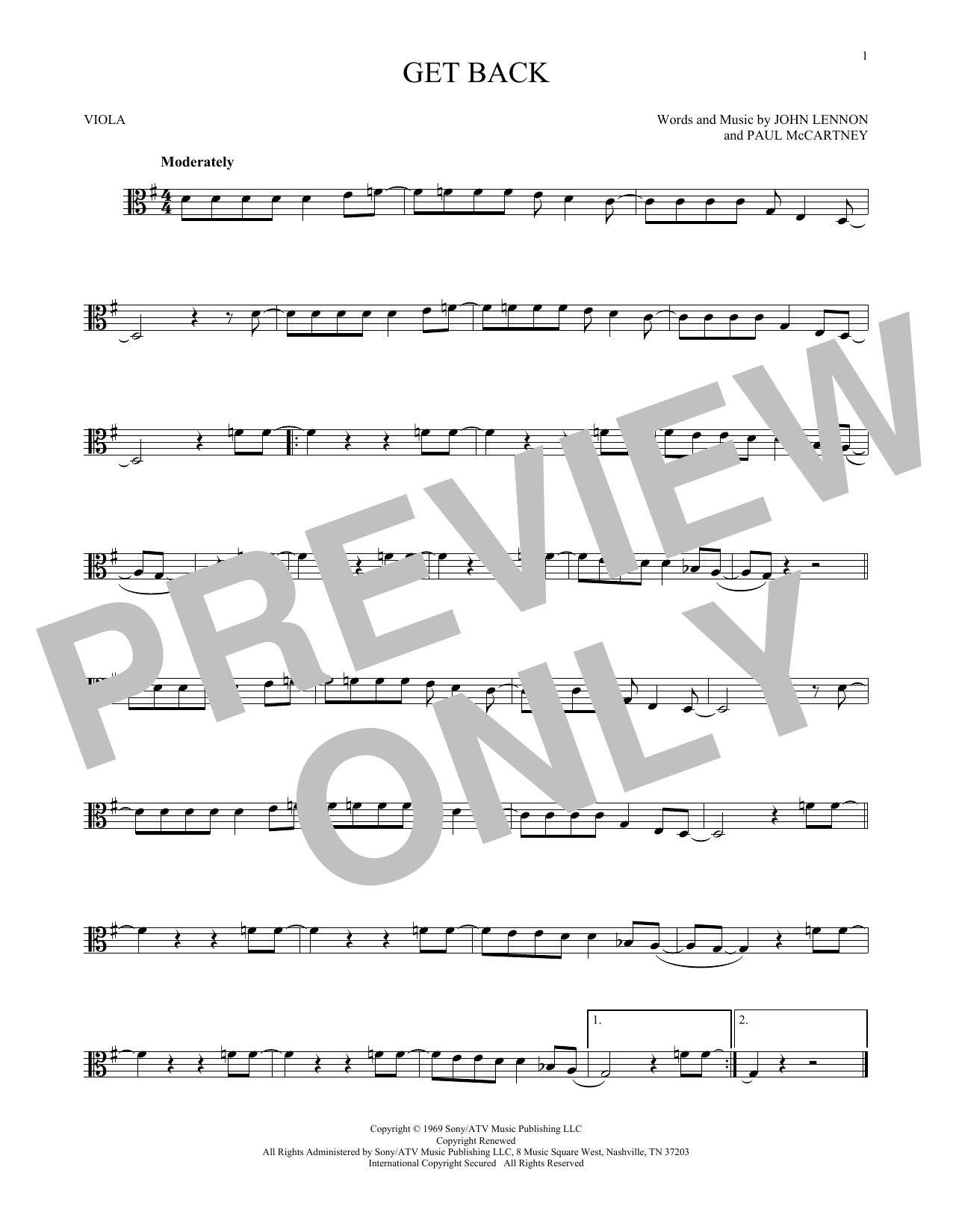 The Beatles Get Back Sheet Music Notes Chords Download Pop Notes Viola Pdf Print