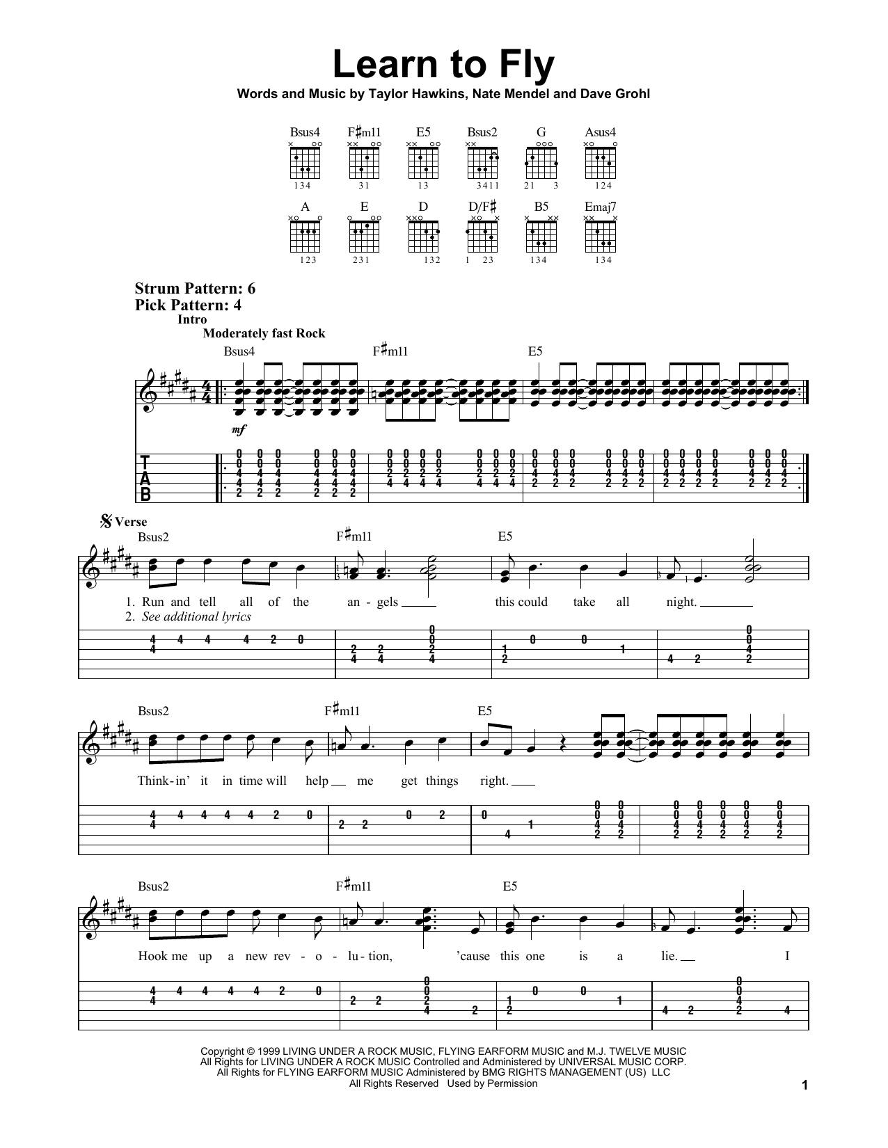 Foo Fighters Learn To Fly Sheet Music Notes, Chords | Download Pop.