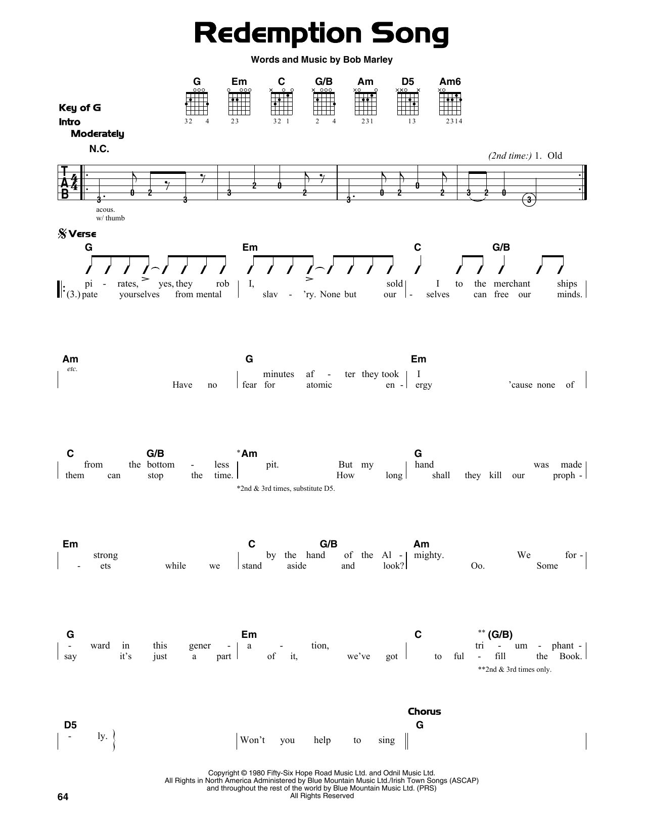 Redemption Song Chords