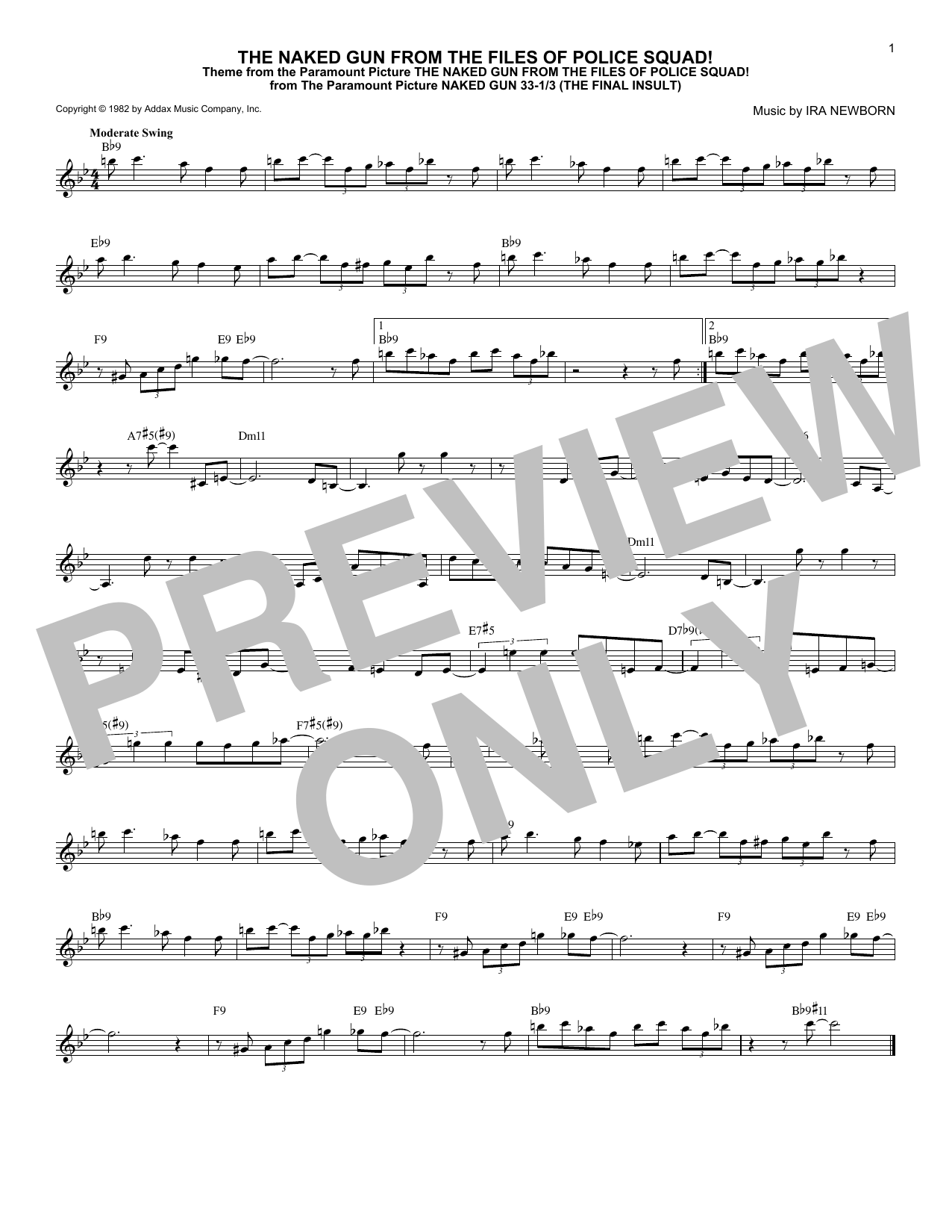 Ira Newborn The Naked Gun From The Files Of Police Squad Sheet Music Download Pdf Score