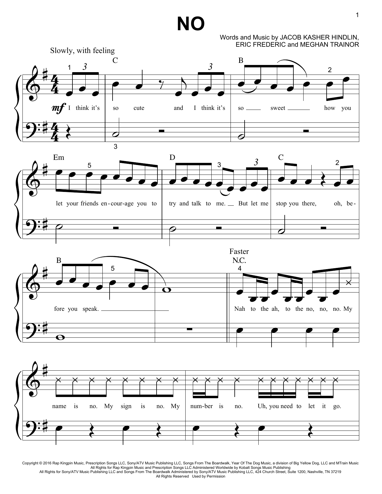 Meghan Trainor No Sheet Music Notes Chords Download Pop Notes Piano Big Notes Pdf Print 174516