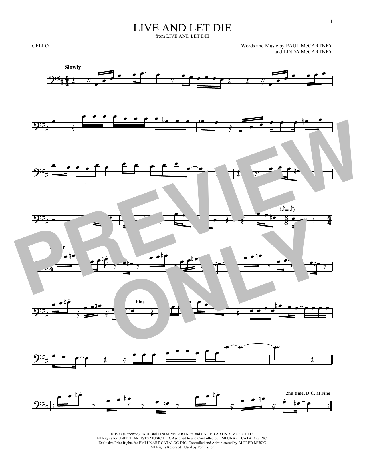 Preview Wings Live And Let Die Rock sheet music, notes and chords for Cello, SKU: 175778 sheet music, piano notes, chords, guitar tabs, score, transpose, transcribe, how to play, guide, download, learn, tutorial, progression, song, artist, awards, billboard, mtv, vh1, tour, single, album, release