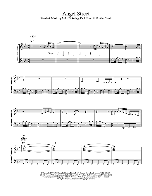 Preview M People Angel Street Soul sheet music, notes and chords for Piano, Vocal & Guitar, SKU: 17601 sheet music, piano notes, chords, guitar tabs, score, transpose, transcribe, how to play, guide, download, learn, tutorial, progression, song, artist, awards, billboard, mtv, vh1, tour, single, album, release