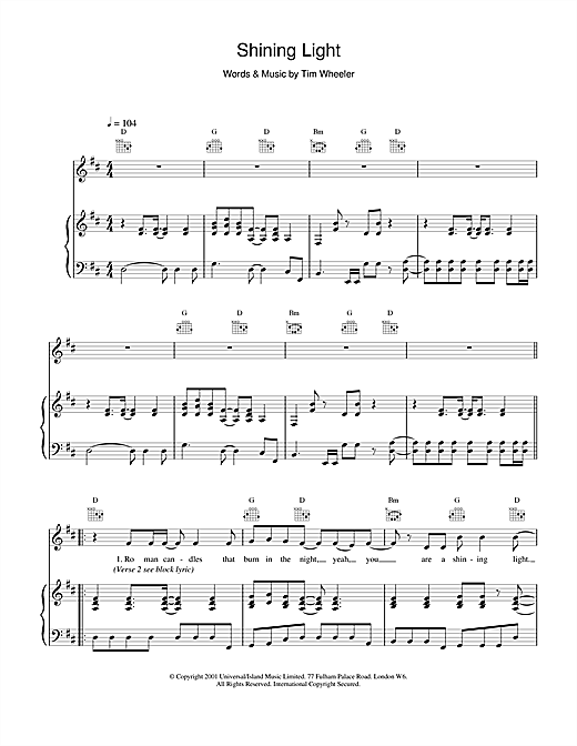 Preview Ash Shining Light Pop sheet music, notes and chords for Piano, Vocal & Guitar, SKU: 17619 sheet music, piano notes, chords, guitar tabs, score, transpose, transcribe, how to play, guide, download, learn, tutorial, progression, song, artist, awards, billboard, mtv, vh1, tour, single, album, release