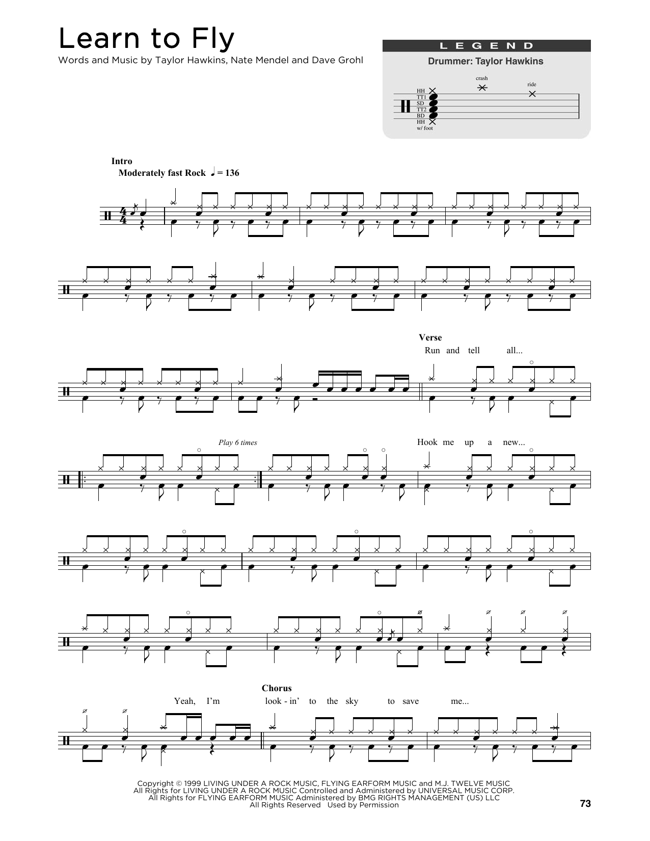 Foo Fighters Learn To Fly Sheet Music Notes, Chords | Download Pop.