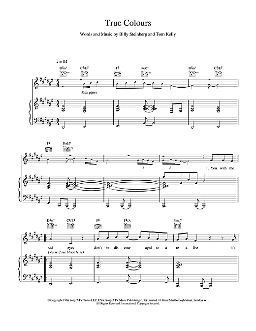 Preview Phil Collins True Colours Rock sheet music, notes and chords for Piano, Vocal & Guitar, SKU: 17672 sheet music, piano notes, chords, guitar tabs, score, transpose, transcribe, how to play, guide, download, learn, tutorial, progression, song, artist, awards, billboard, mtv, vh1, tour, single, album, release