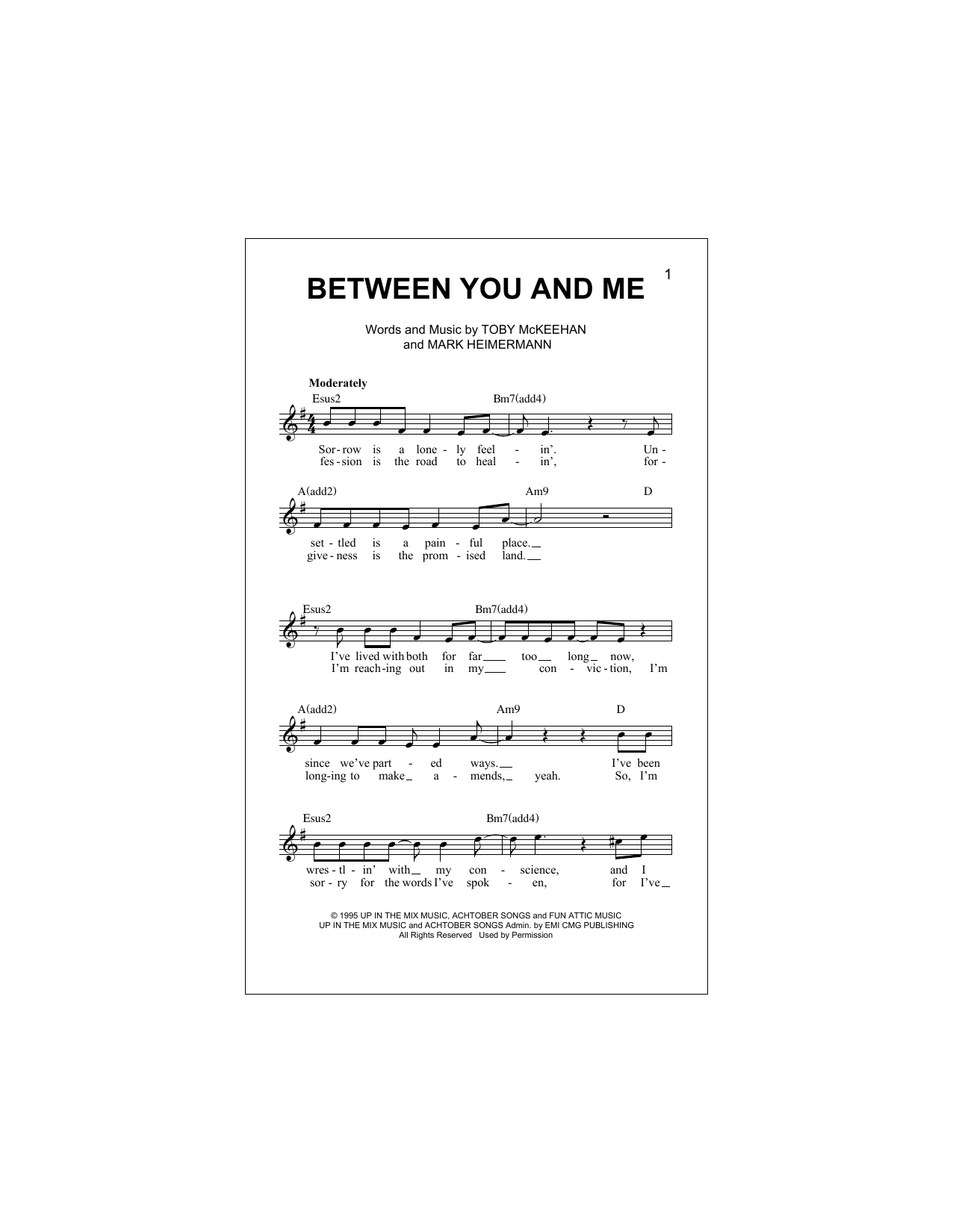 Dc Talk Between You And Me Sheet Music Notes Chords Download Pop Notes Melody Line Lyrics Chords Pdf Print