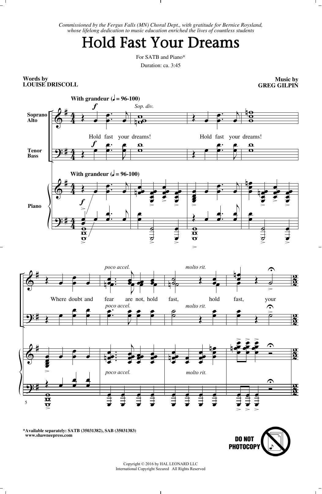 Preview Greg Gilpin Hold Fast Your Dreams! Concert sheet music, notes and chords for SATB, SKU: 177397 sheet music, piano notes, chords, guitar tabs, score, transpose, transcribe, how to play, guide, download, learn, tutorial, progression, song, artist, awards, billboard, mtv, vh1, tour, single, album, release