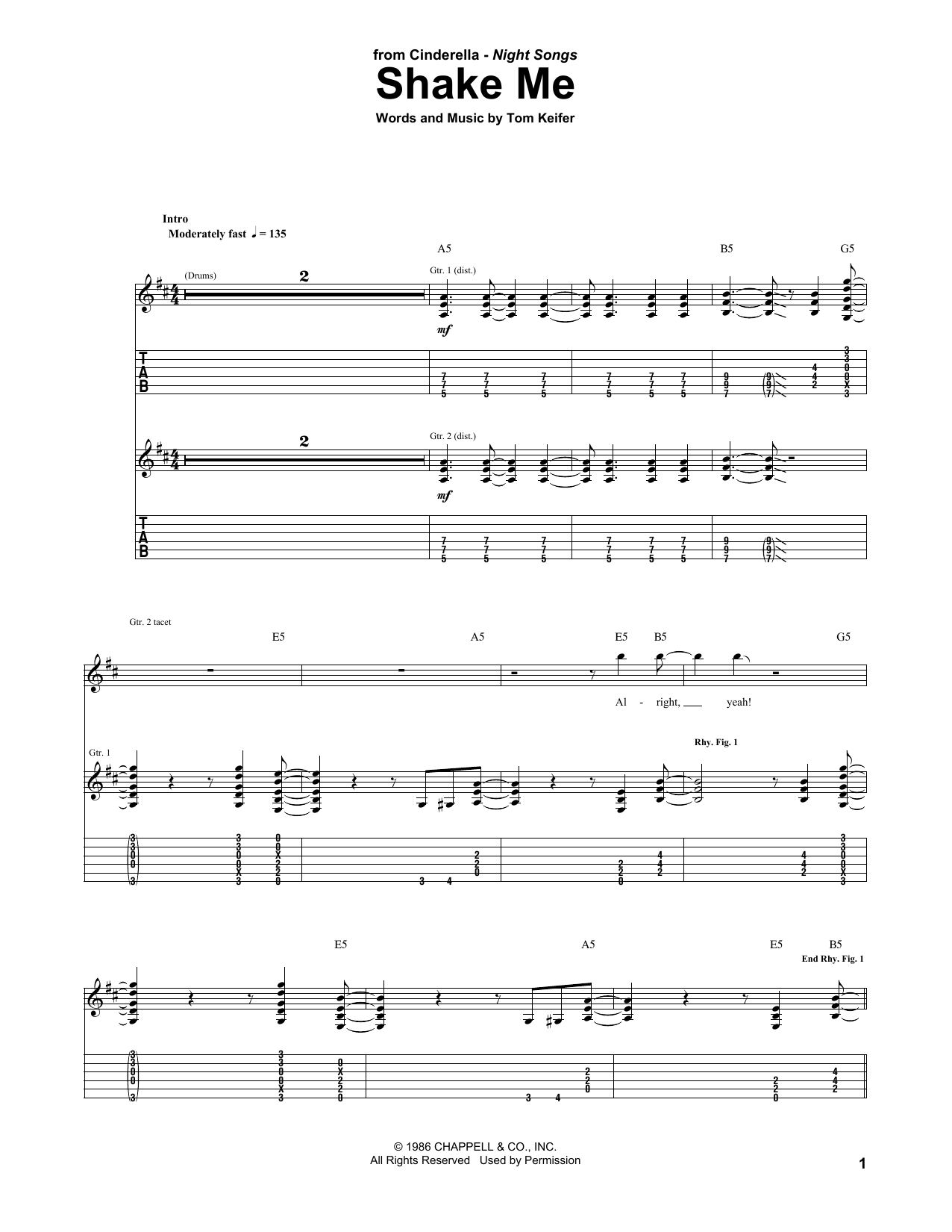 Preview Cinderella Shake Me Rock sheet music, notes and chords for Guitar Tab, SKU: 177464 sheet music, piano notes, chords, guitar tabs, score, transpose, transcribe, how to play, guide, download, learn, tutorial, progression, song, artist, awards, billboard, mtv, vh1, tour, single, album, release