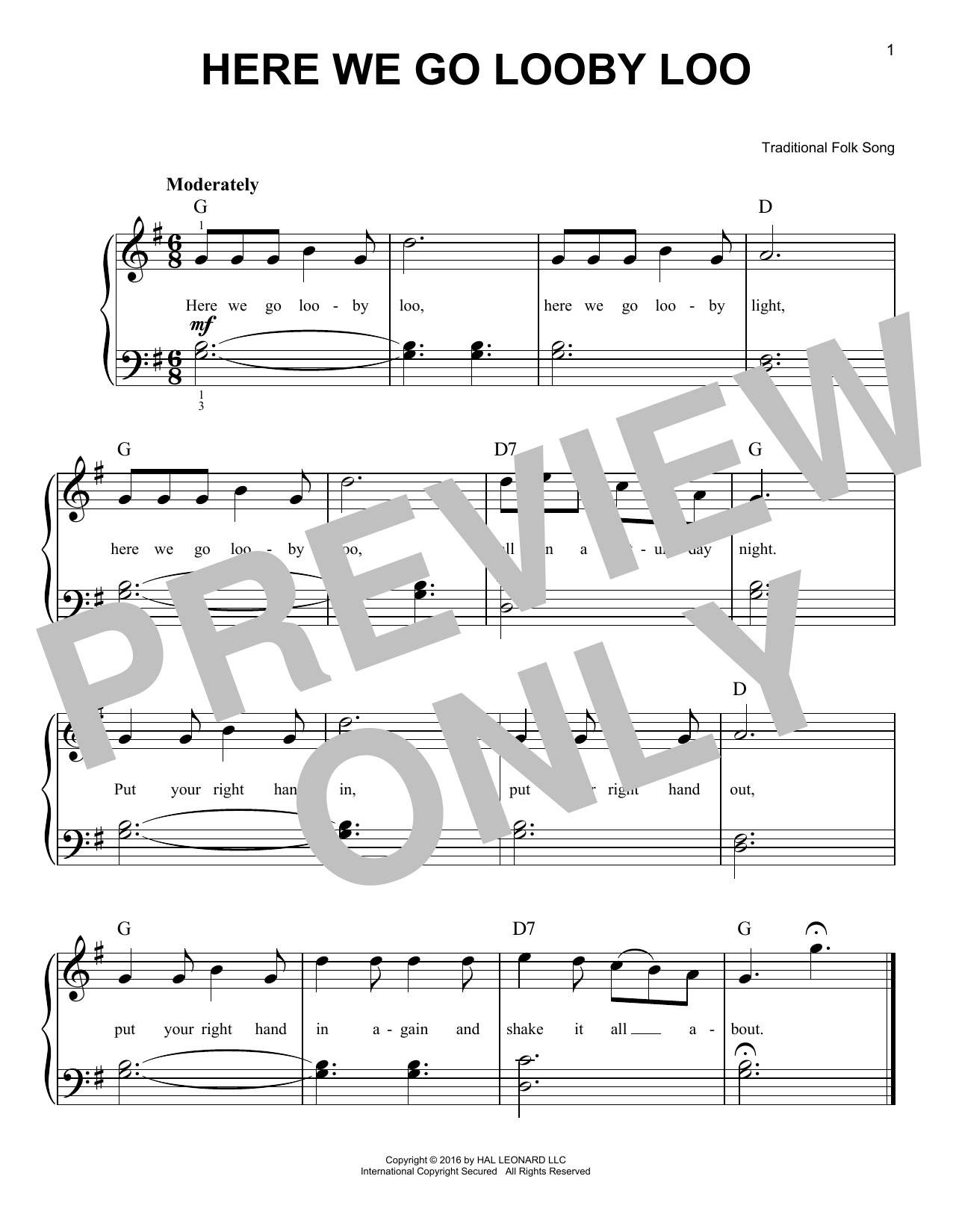 Preview Traditional Folk Song Here We Go Looby Loo Children sheet music, notes and chords for Easy Piano, SKU: 177479 sheet music, piano notes, chords, guitar tabs, score, transpose, transcribe, how to play, guide, download, learn, tutorial, progression, song, artist, awards, billboard, mtv, vh1, tour, single, album, release