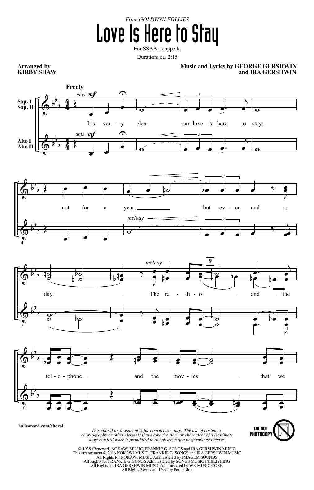Kirby Shaw Love Is Here To Stay Sheet Music Notes & Chords for SSA - Download or Print PDF