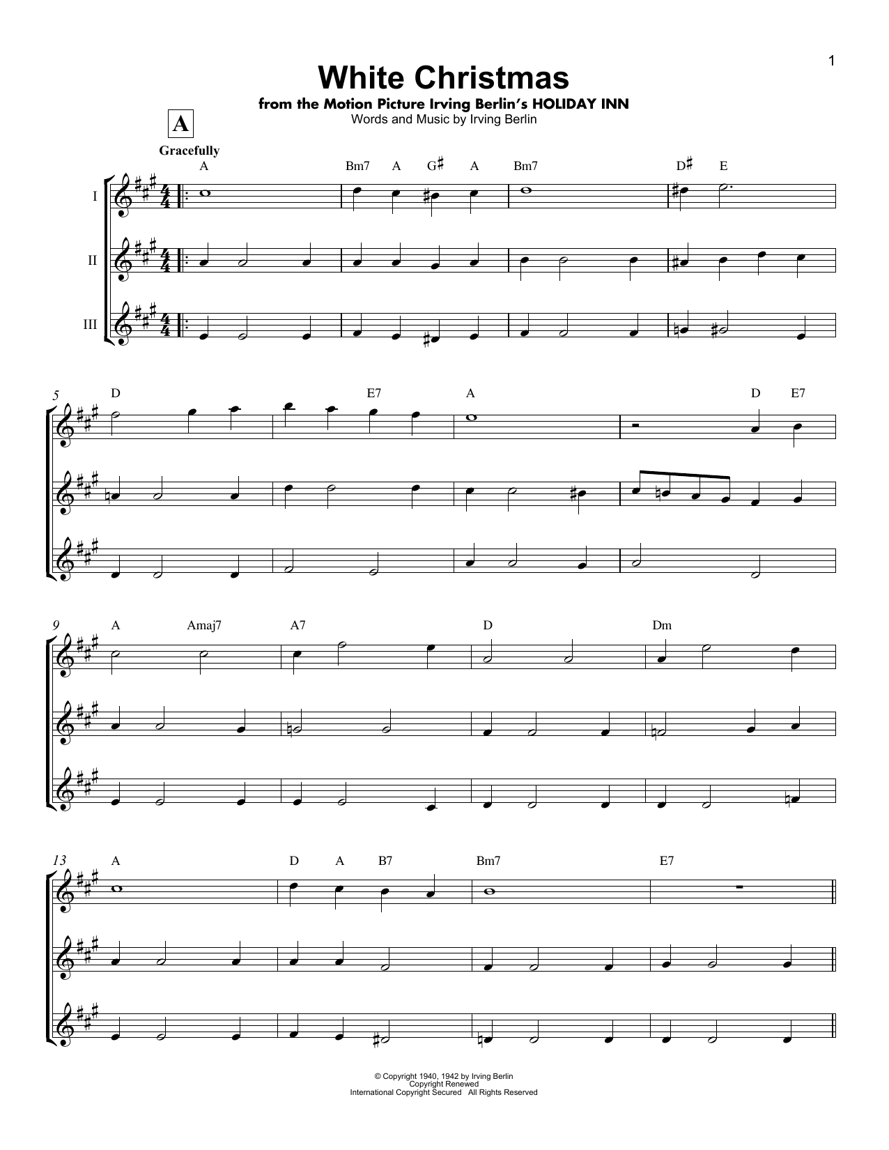 Irving Berlin White Christmas Sheet Music Notes & Chords for Ukulele Ensemble - Download or Print PDF