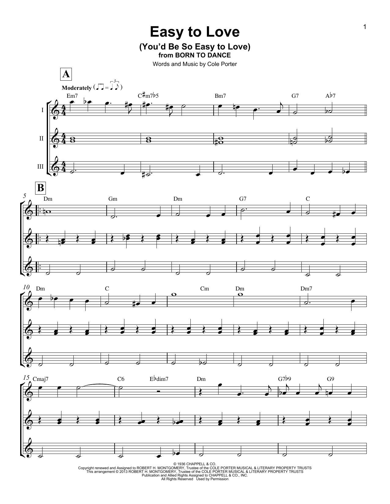 Cole Porter Easy To Love (You'd Be So Easy To Love) Sheet Music Notes & Chords for Ukulele Ensemble - Download or Print PDF