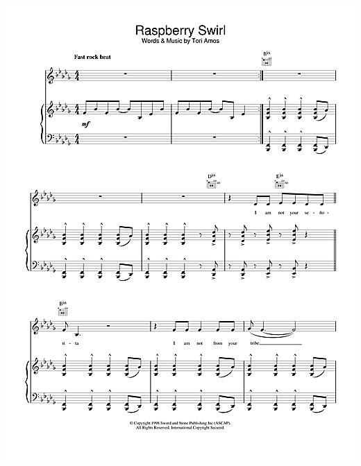 Preview Tori Amos Raspberry Swirl Pop sheet music, notes and chords for Piano, Vocal & Guitar, SKU: 17799 sheet music, piano notes, chords, guitar tabs, score, transpose, transcribe, how to play, guide, download, learn, tutorial, progression, song, artist, awards, billboard, mtv, vh1, tour, single, album, release