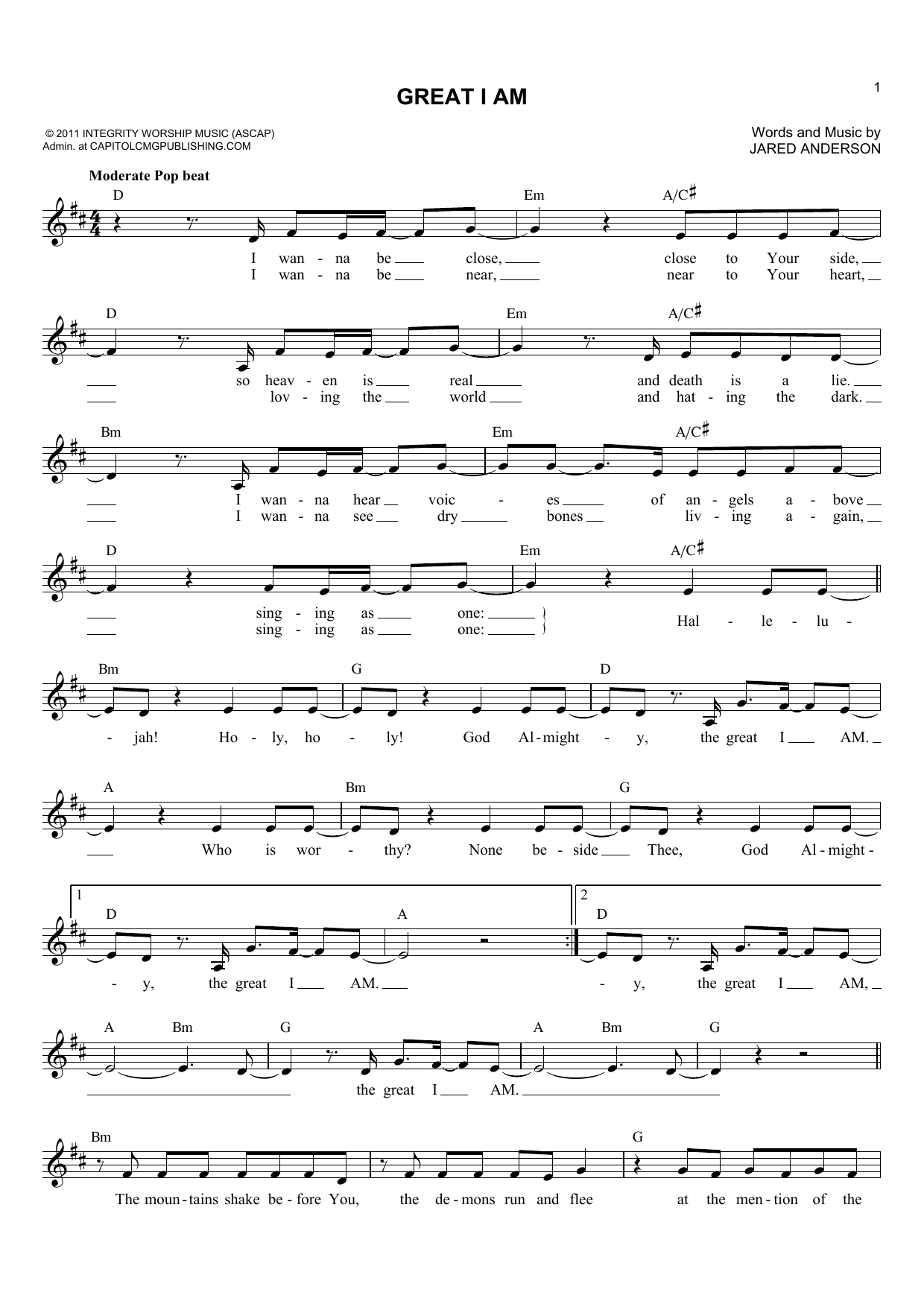 Jared Anderson Great I Am Sheet Music Notes Chords Download Sacred Notes Melody Line Lyrics Chords Pdf Print 178846 Recommended by the wall street journal. sheet music notes chords