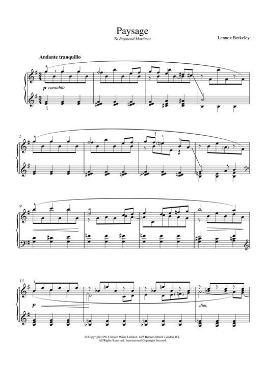 Preview Lennox Berkeley Paysage Classical sheet music, notes and chords for Piano, SKU: 17893 sheet music, piano notes, chords, guitar tabs, score, transpose, transcribe, how to play, guide, download, learn, tutorial, progression, song, artist, awards, billboard, mtv, vh1, tour, single, album, release