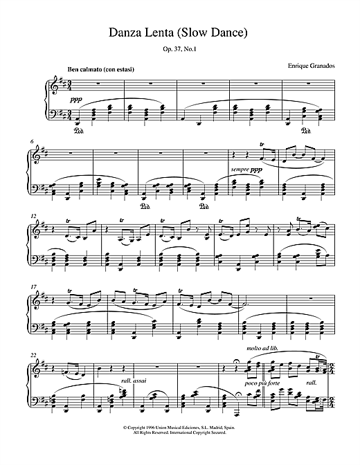 Preview Granados Danza Lenta Op37 No1 Classical sheet music, notes and chords for Piano, SKU: 17939 sheet music, piano notes, chords, guitar tabs, score, transpose, transcribe, how to play, guide, download, learn, tutorial, progression, song, artist, awards, billboard, mtv, vh1, tour, single, album, release