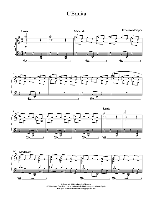 Preview Mompou L'ermita Classical sheet music, notes and chords for Piano, SKU: 17943 sheet music, piano notes, chords, guitar tabs, score, transpose, transcribe, how to play, guide, download, learn, tutorial, progression, song, artist, awards, billboard, mtv, vh1, tour, single, album, release