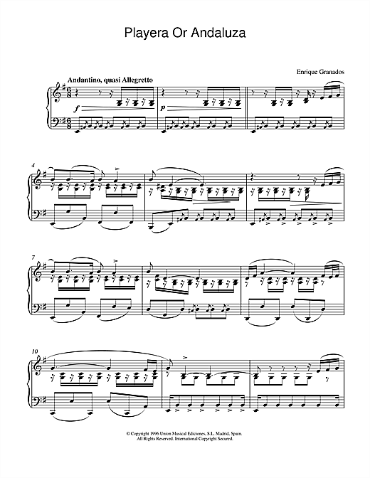 Preview Granados Playera Or Andaluza Classical sheet music, notes and chords for Piano, SKU: 17947 sheet music, piano notes, chords, guitar tabs, score, transpose, transcribe, how to play, guide, download, learn, tutorial, progression, song, artist, awards, billboard, mtv, vh1, tour, single, album, release