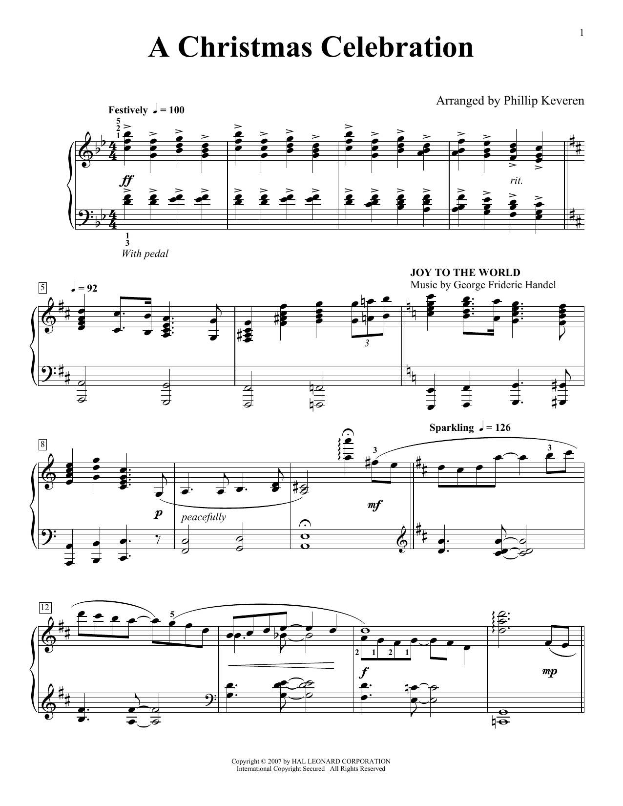 17th Century English Carol A Christmas Celebration (arr. Phillip Keveren) Sheet Music Notes & Chords for Piano Solo - Download or Print PDF