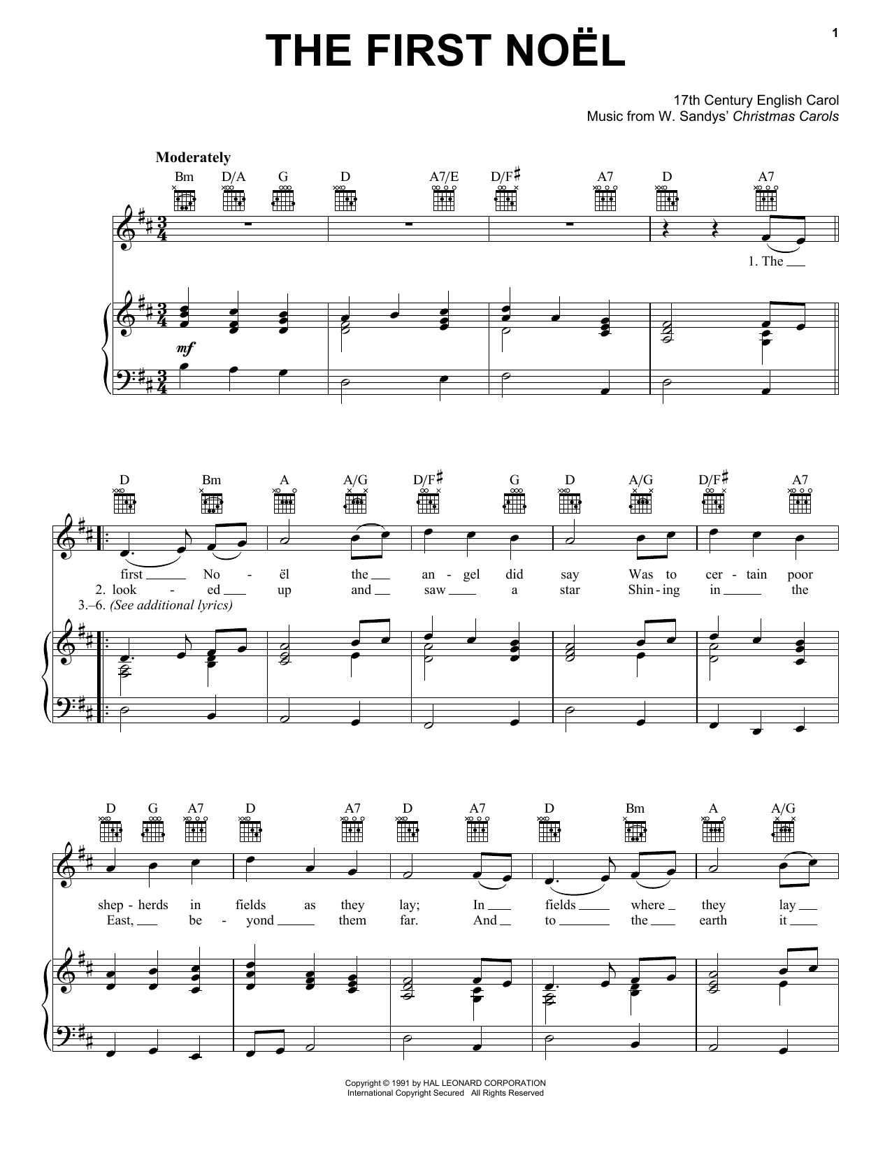 17th Century English Carol The First Noel Sheet Music Notes & Chords for Flute Duet - Download or Print PDF