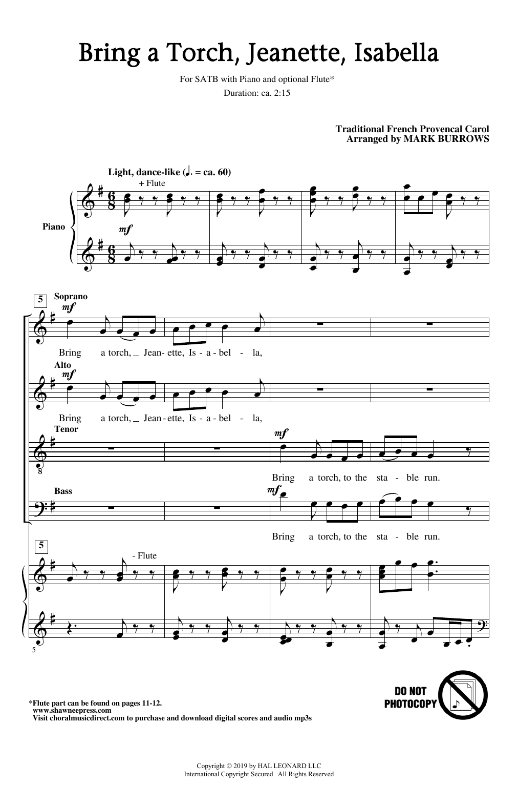 17th Century French Carol Bring A Torch, Jeanette, Isabella (arr. Mark Burrows) Sheet Music Notes & Chords for SATB Choir - Download or Print PDF
